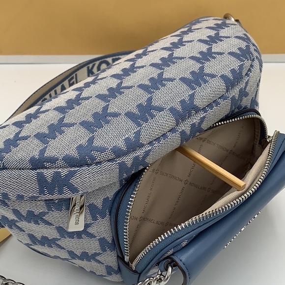 MICHAEL KORS Maisie Large Logo 2-in-1 Sling Waist Fanny Pack Crossbody  Denim/si - Picture 14 of 15